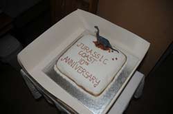 Wareham Museum's cake was decorated with chocolate dinosaurs