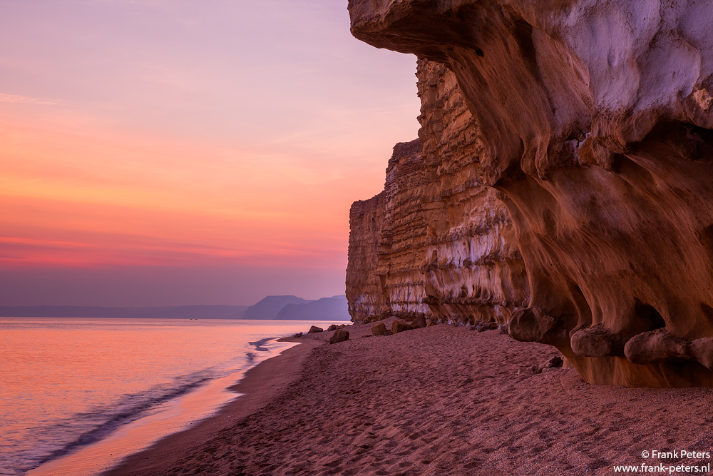 Sunset at Burton Bradstock copyright Frank Peters